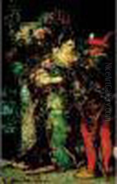 Faust Et Elegante Oil Painting by Adolphe Joseph Thomas Monticelli