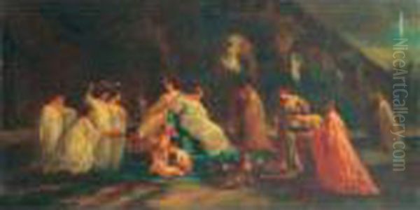 Scene De Parc: L'offrande Oil Painting by Adolphe Joseph Thomas Monticelli