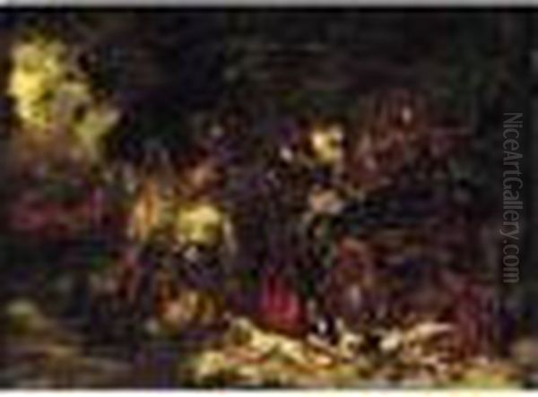 La Berline Et L'orage Oil Painting by Adolphe Joseph Thomas Monticelli