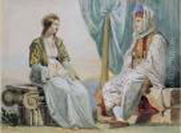 Femmes En Costumes Traditionnels Turcs Dans Des Ruines Oil Painting by Adolphe Joseph Thomas Monticelli