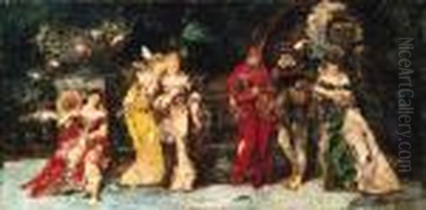 Scne De Thtre 'faust' Oil Painting by Adolphe Joseph Thomas Monticelli