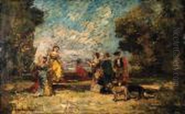 Fte D'aprs-midi Oil Painting by Adolphe Joseph Thomas Monticelli