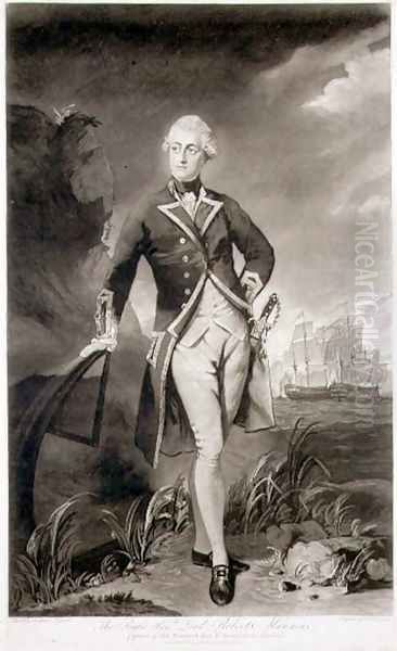 Portrait of Lord Robert Manners 1758-82 Captain of HMS Resolution, engraved by William Dickinson 1746-1823 pub. 1783 Oil Painting by Sir Joshua Reynolds