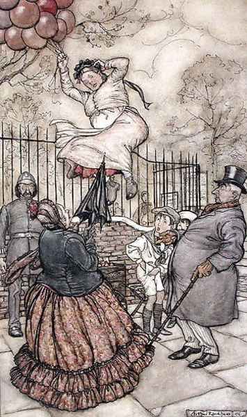 Balloons, illustration from Peter Pan in Kensington Gardens, by J.M Barrie, published 1906 Oil Painting by Arthur Rackham