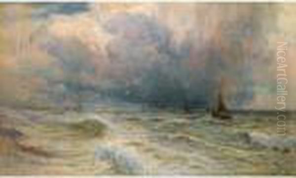 The Arch Of Heaven Blushed With Rippled Light Upon The Restless Undulation Of The Deep Oil Painting by Henry Moore