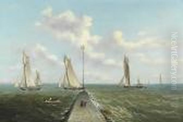 Dovercourt Hard Oil Painting by John Moore Of Ipswich