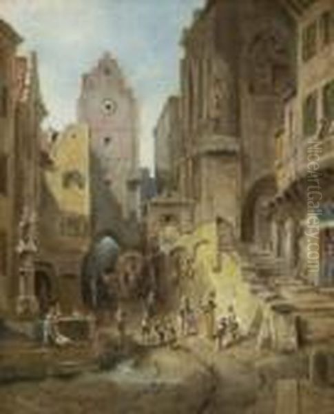 Auf Dem Stadtplatz Oil Painting by Willy Moralt