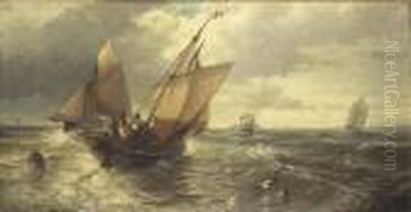 Shipping Off Calais Oil Painting by Edward Moran