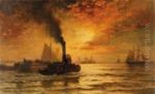 Ships At Sunset
Oil On Canvas Oil Painting by Edward Moran