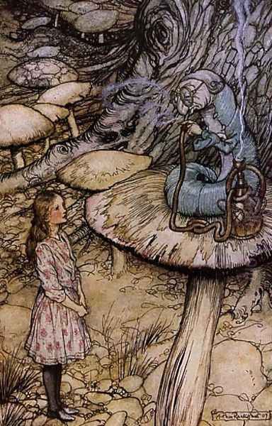 Alice in Wonderland: The Rabbit Sends in a Little Bill Oil Painting by Arthur Rackham