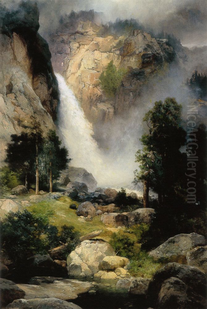 Cascade Falls, Yosemite Oil Painting by Thomas Moran