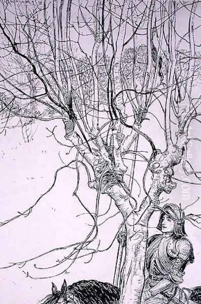 As I lay thynkynge, he rode upon his way, illustration from The Ingoldsby Legends, or Mirth and Marvels, by Thomas Ingoldsby, published 1898 Oil Painting by Arthur Rackham