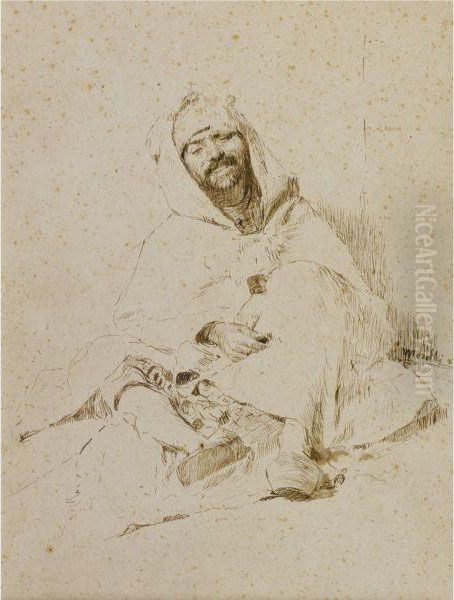 Arabo Seduto Oil Painting by Domenico Morelli