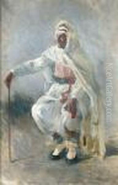 Sitzender Araber. Oil Painting by Domenico Morelli