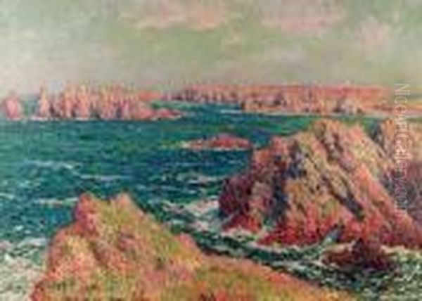 Les Falaises A Belle Ile Oil Painting by Henri Moret