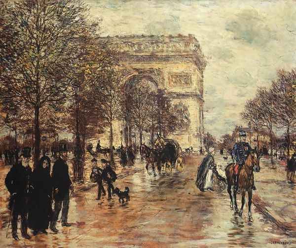 The Champs Elysees The Arc De Triompne Oil Painting by Jean-Francois Raffaelli