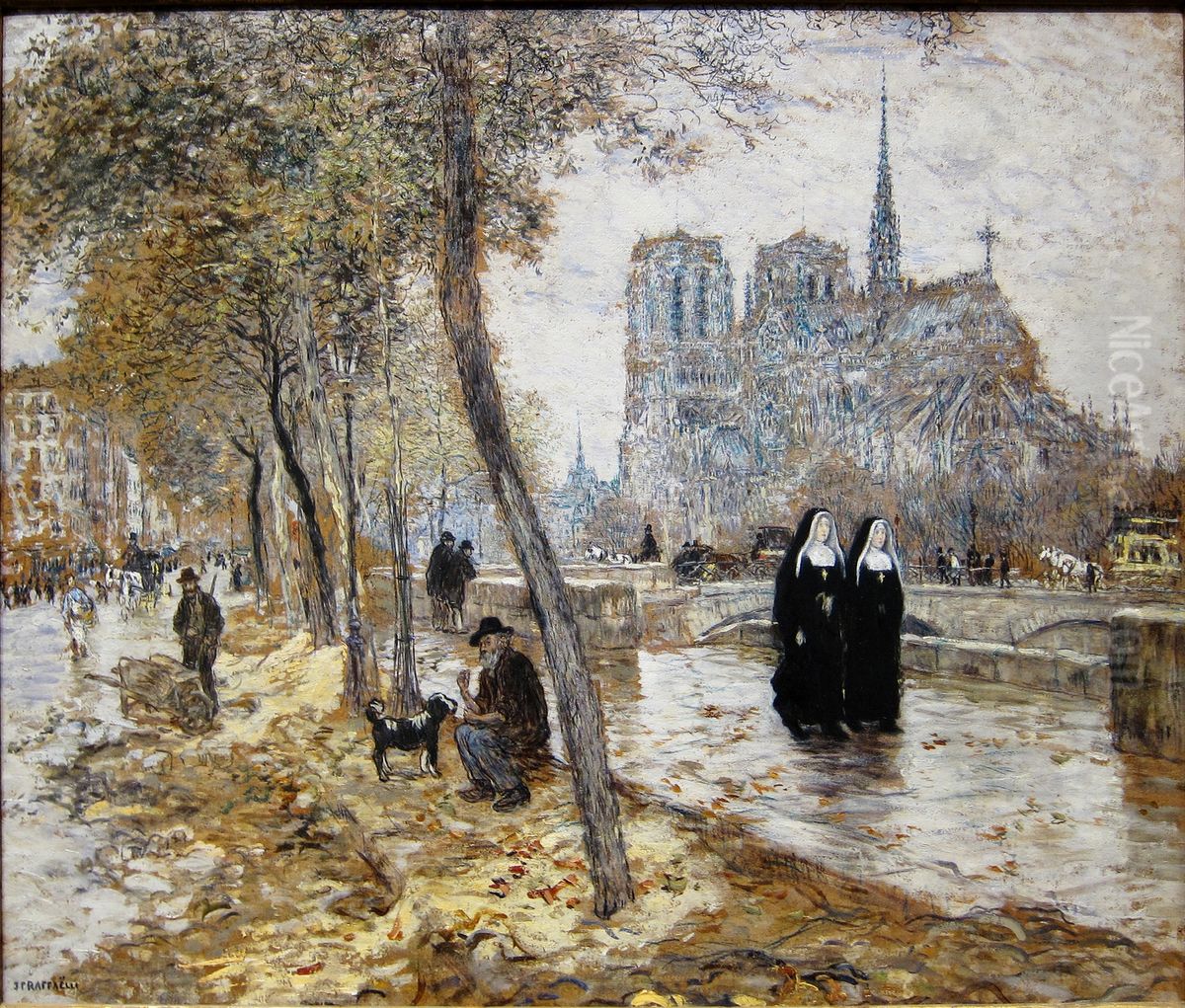 Notre Dame De Paris Oil Painting by Jean-Francois Raffaelli