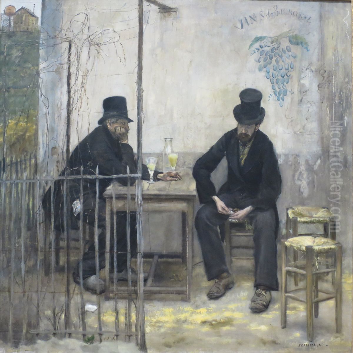 The Absinthe Drinkers Oil Painting by Jean-Francois Raffaelli