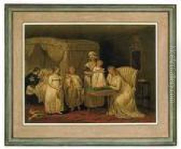 A Visit To The Child At Nurse Oil Painting by George Morland