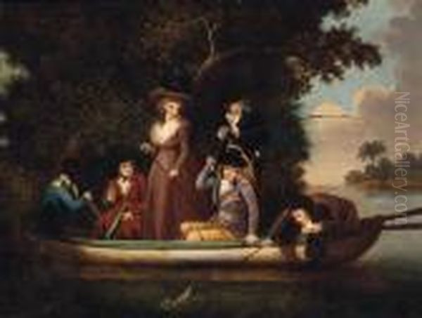 A Party Angling Oil Painting by George Morland