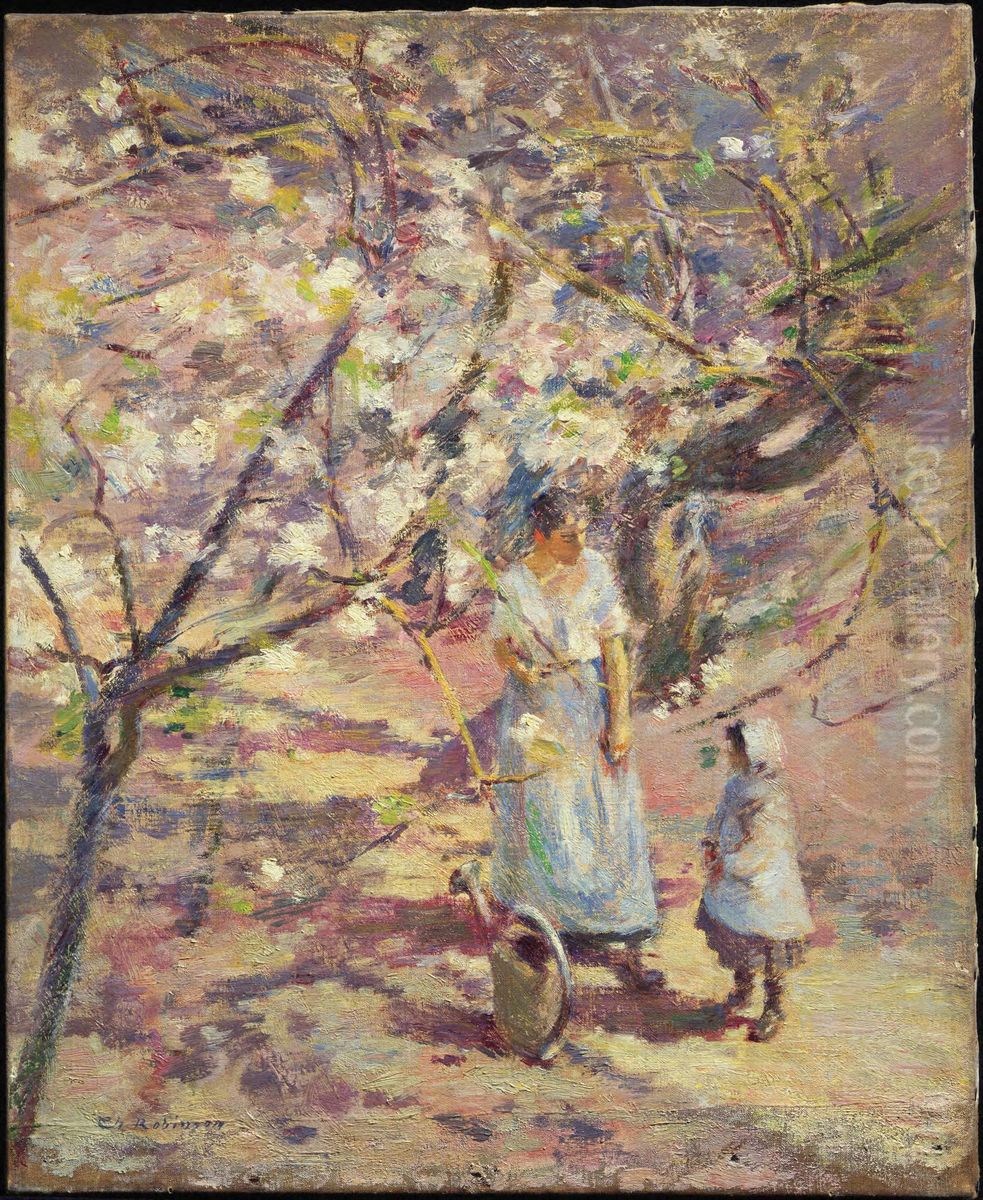 In The Orchard Oil Painting by Theodore Robinson