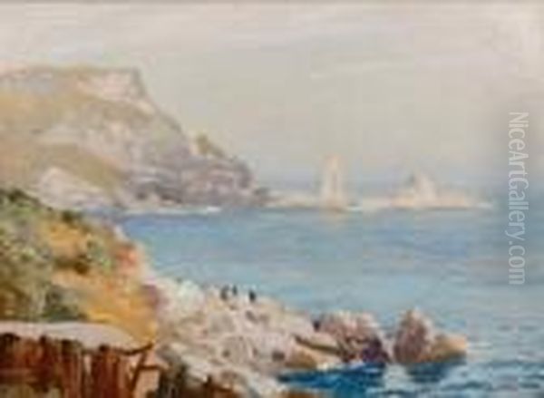 Anstey's Cove, Devon Oil Painting by Thomas E. Mostyn