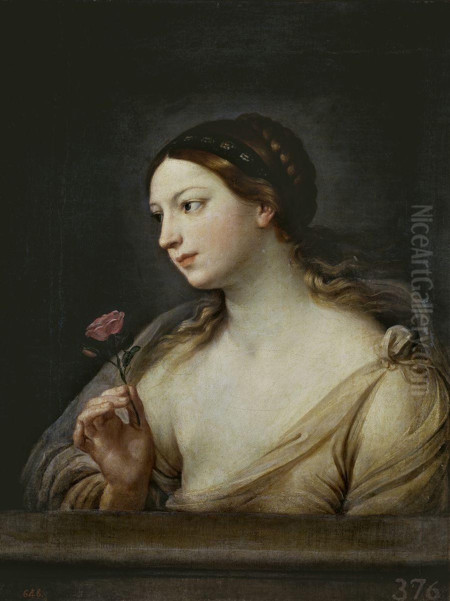 Girl with a Rose Oil Painting by Guido Reni