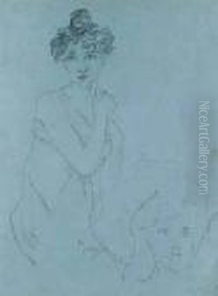 Fidura E Testa Di Donna (giulietta E Oloferne) Oil Painting by Alphonse Maria Mucha