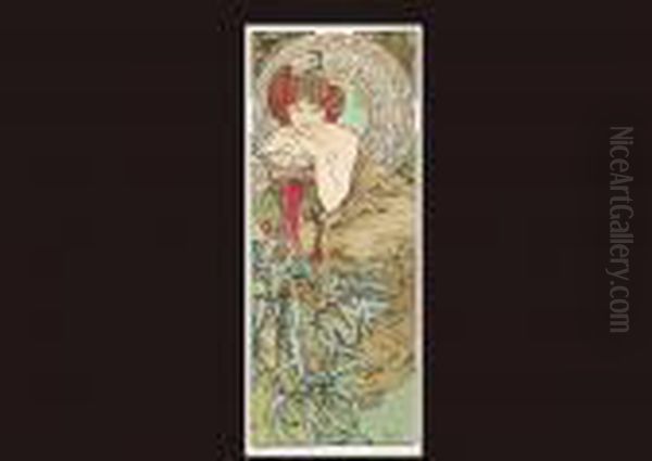 Series Four Prec Oil Painting by Alphonse Maria Mucha