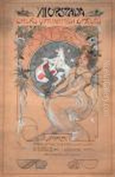 Navrh Na Plakat Xii Oil Painting by Alphonse Maria Mucha