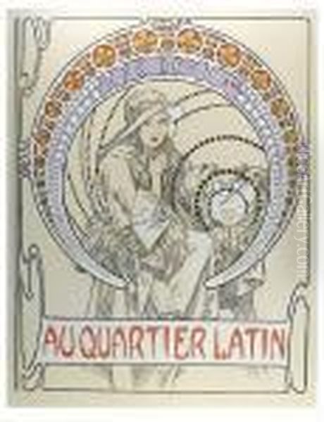 Au Quartier Latin Ii, 65
 1982 Oil Painting by Alphonse Maria Mucha