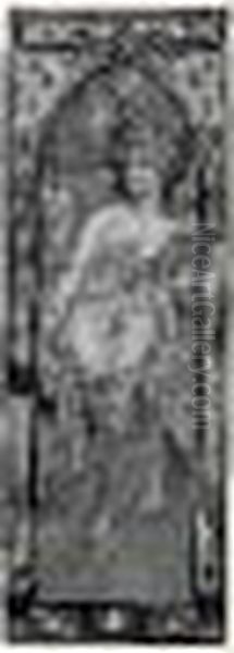 (trous De Punaise Dans Les Angles, Et Dechirures Sur Cinq
 Centimetres En Haut, Et Petites Dechirures Sur Les Cotes) Oil Painting by Alphonse Maria Mucha