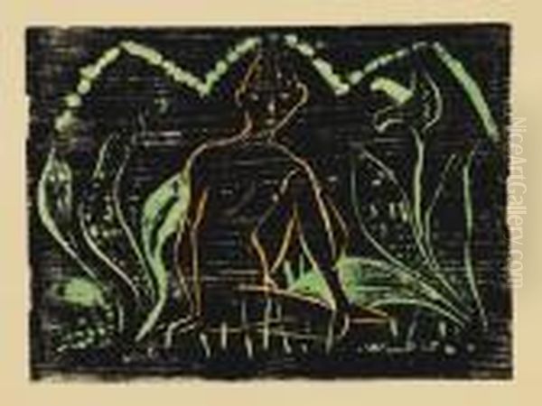 Knabe Zwischen Blattpflanzen (knabe Im Schilf) Oil Painting by Otto Mueller