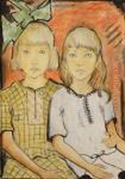 Helga Und Eva Goerger Oil Painting by Otto Mueller