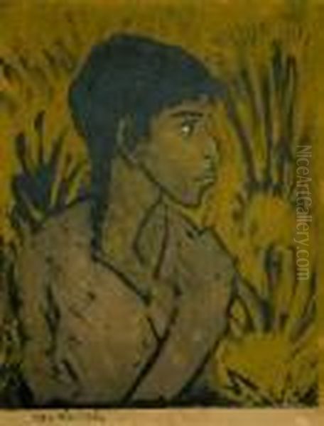 Zigeunerin Im Profil Oil Painting by Otto Mueller