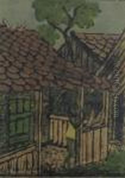 Zwei Zigeunerinnen Vor Der Hutte.
 1926-1927 Oil Painting by Otto Mueller