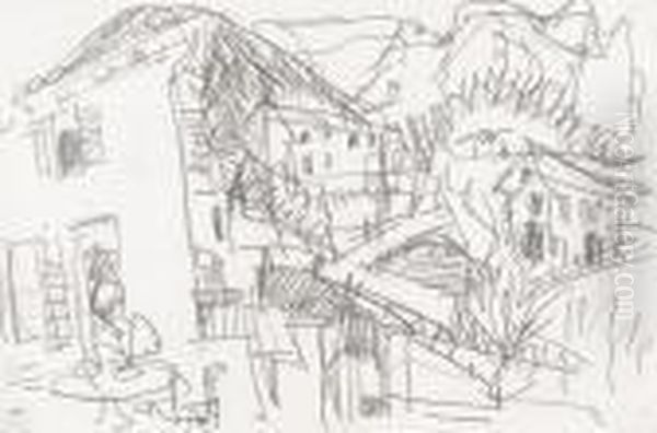 Landschaft Mit Dem Haus Muller Oil Painting by Albert Muller