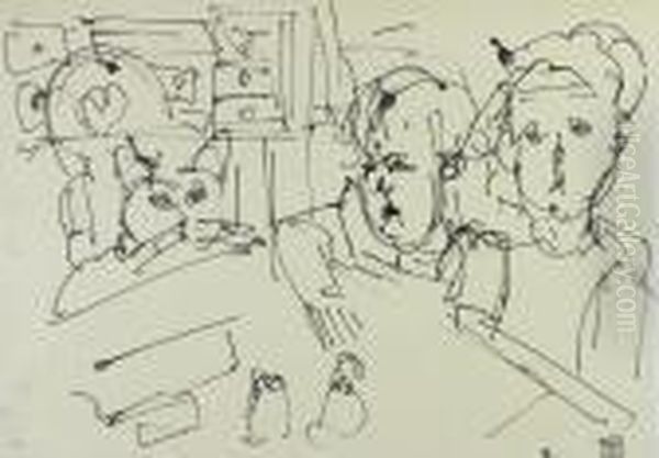 Die Zwillinge Judith Und Kaspar Mit Einer Katze Oil Painting by Albert Muller