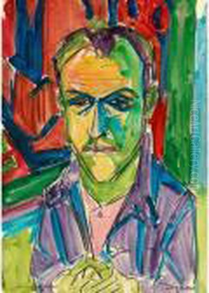 Hermann Scherer Bildnis, 1924 
Portrait Of Hermann Scherer, 1924 Oil Painting by Albert Muller