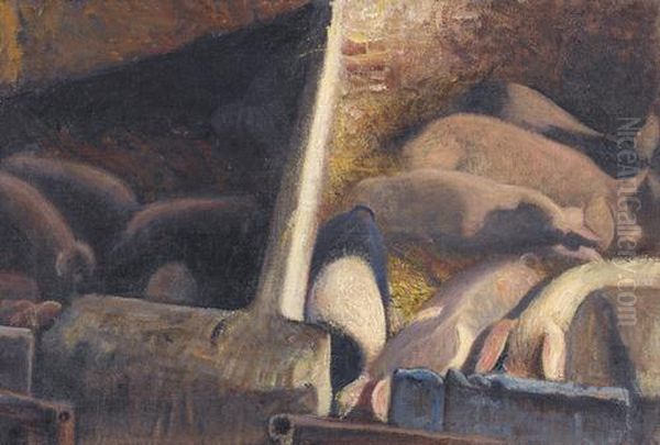 Schweinestall Oil Painting by Richard Muller