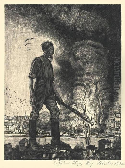 Der Tod Als Brandstifter Oil Painting by Richard Muller