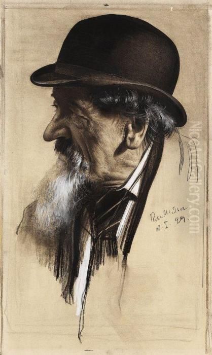 Kopf Eines Alten Mannes Mit Melone Oil Painting by Richard Muller