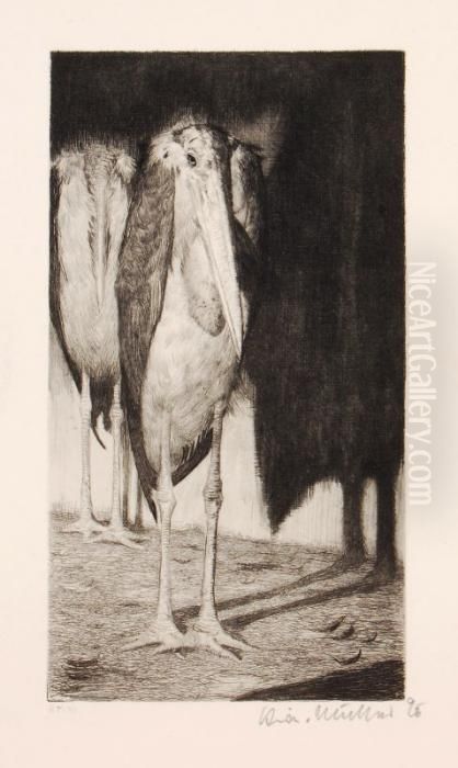 Marabu-paar Oil Painting by Richard Muller