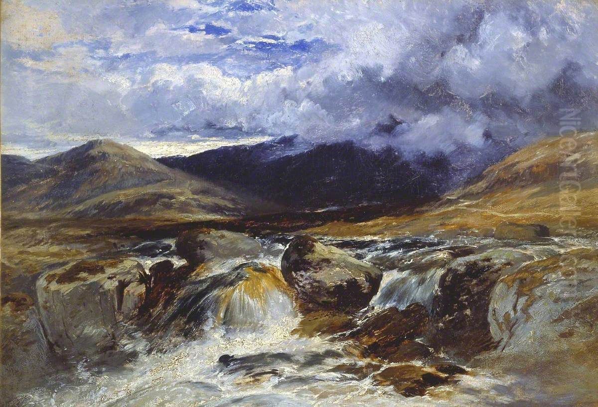 A Mountain Stream Oil Painting by William James Muller