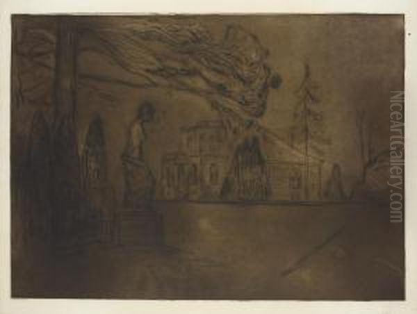 Linde Portfolio: The Garden At Night Oil Painting by Edvard Munch