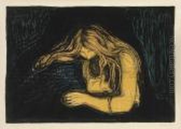 Vampire Ii Oil Painting by Edvard Munch
