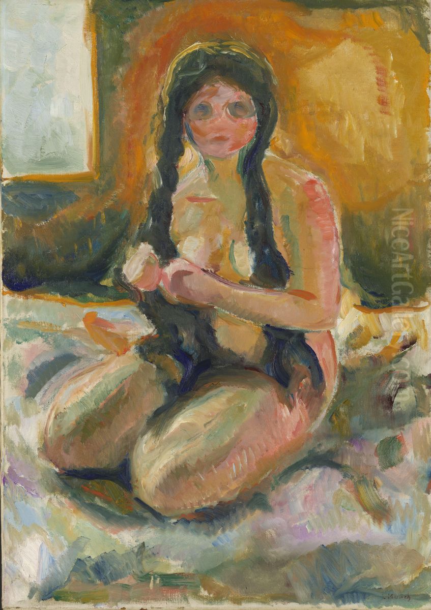 Seated Nude Oil Painting by Edvard Munch