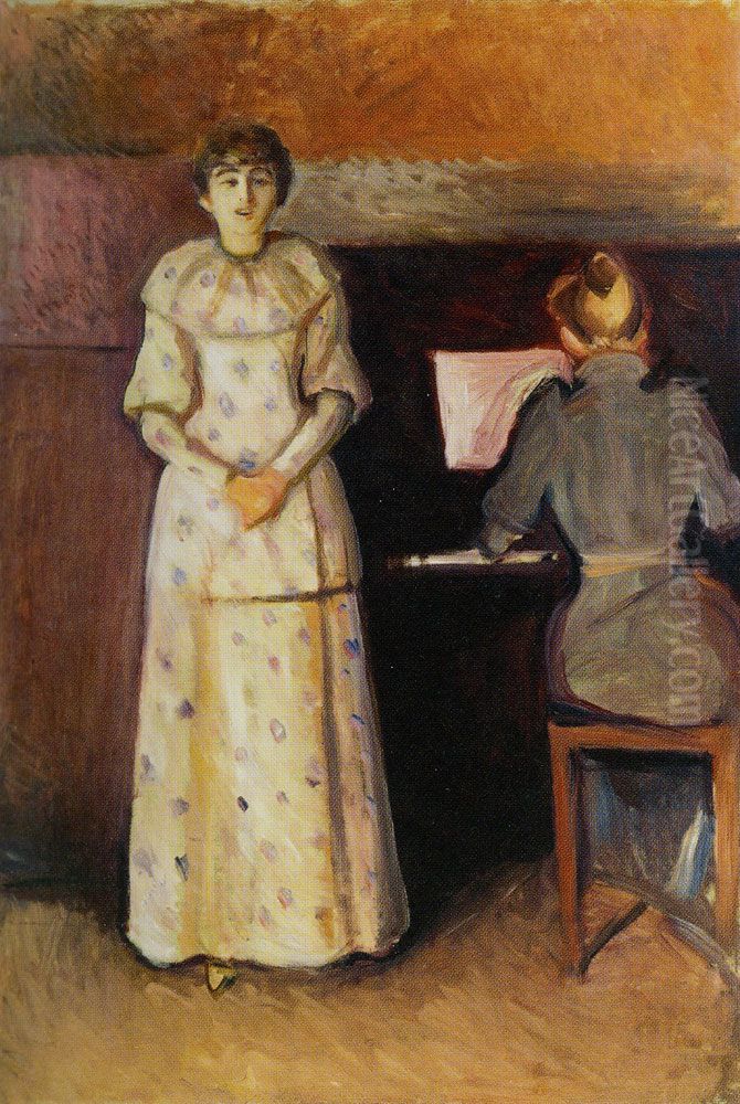 Ragnhild And Dagny Juel Oil Painting by Edvard Munch