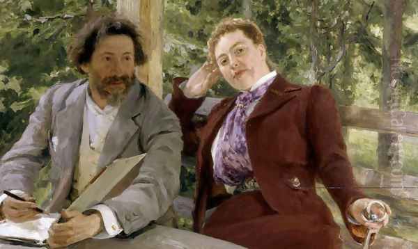 Double Portrait of Natalia Nordmann and Ilya Repin Oil Painting by Repin Iliya