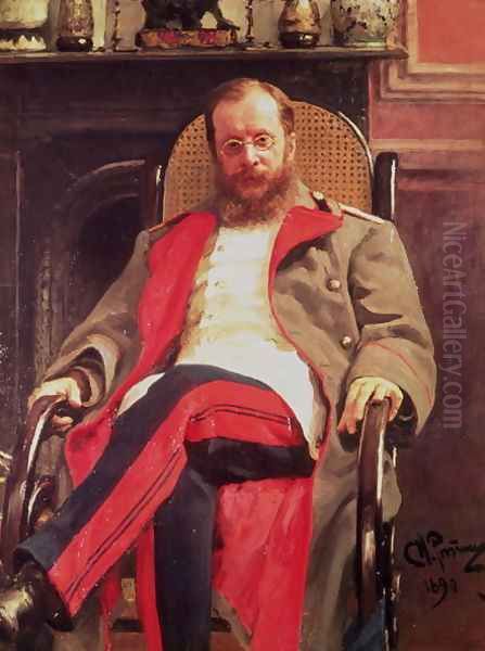 Portrait of Zesar Kjui (1835-1918), 1890 Oil Painting by Repin Iliya